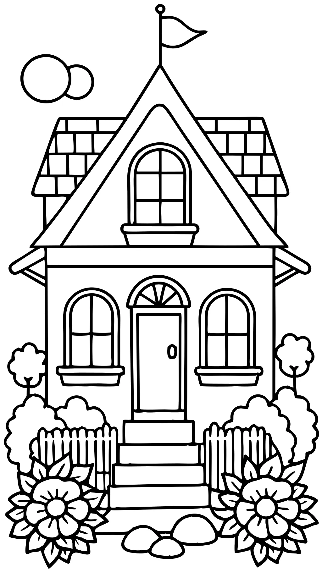 free coloring page of a house